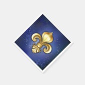 Goldene Fleur de Lis auf Blau Serviette (Ecke)