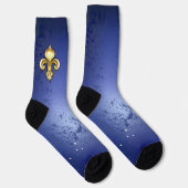 Goldene Fleur de Lis auf Blau Socken (Rechts)