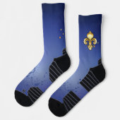 Goldene Fleur de Lis auf Blau Socken (Links)