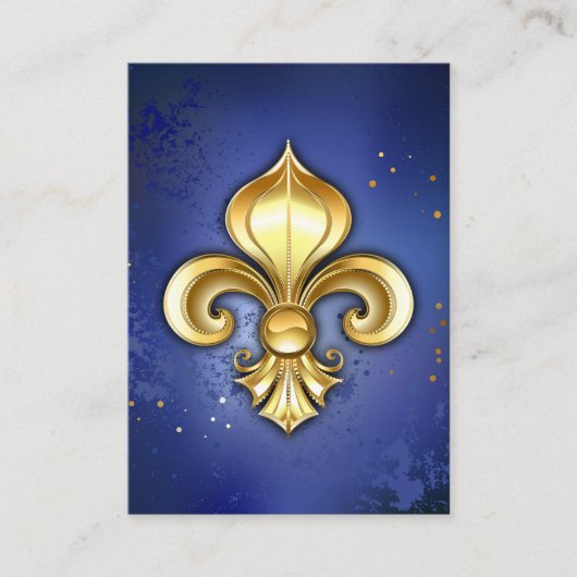 Goldene Fleur de Lis auf Blau Terminkarte (Vorderseite)