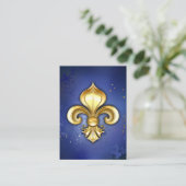Goldene Fleur de Lis auf Blau Terminkarte (Stehend Vorderseite)