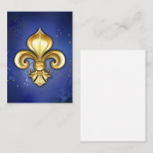 Goldene Fleur de Lis auf Blau Terminkarte (Vorne/Hinten)