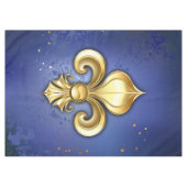 Goldene Fleur de Lis auf Blau Tischdecke (Vorderseite (Horizontal))