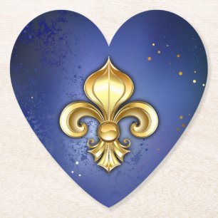 Goldene Fleur de Lis auf Blau Untersetzer