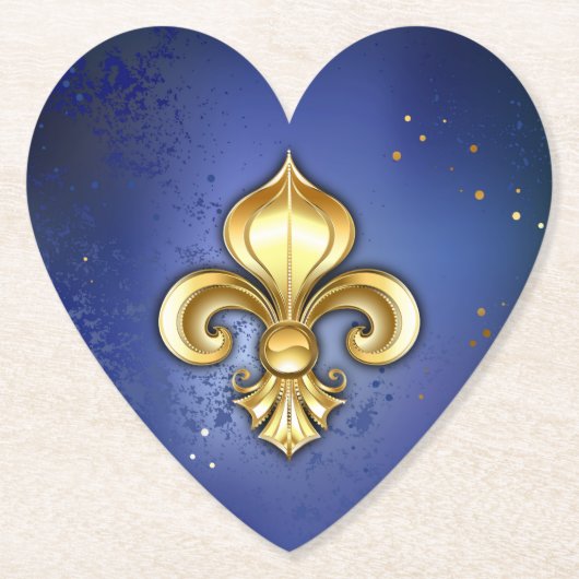 Goldene Fleur de Lis auf Blau Untersetzer (Vorderseite)