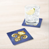 Goldene Fleur de Lis auf Blau Untersetzer (Vor Ort)