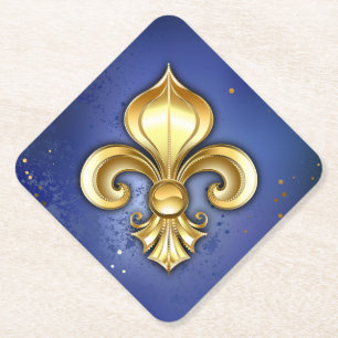Goldene Fleur de Lis auf Blau Untersetzer