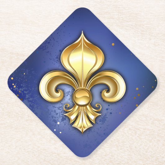 Goldene Fleur de Lis auf Blau Untersetzer (Vorderseite)