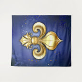 Goldene Fleur de Lis auf Blau Wandteppich (Vorderseite (Horizontal))