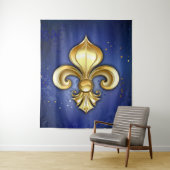 Goldene Fleur de Lis auf Blau Wandteppich (Beispiel)