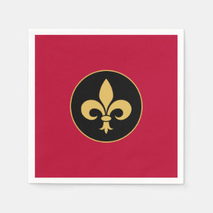 Goldene Fleur-de-Lis auf Karmesinrot Serviette