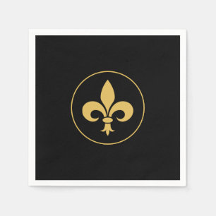 Goldene Fleur-de-Lis auf Schwarz Serviette