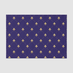 Goldene Fleur-de-Lis in Mitternachtsblau Seidenpapier