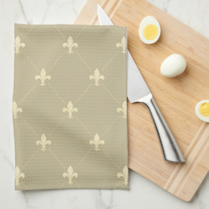 Goldene Fleur-de-Lis Latte Braun Geschirrtuch