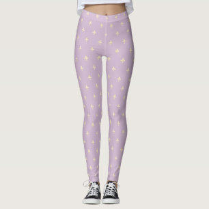 Goldene Fleur-de-Lis-Latte Flieder Leggings