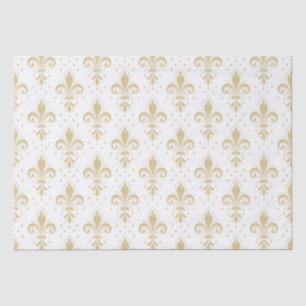 Goldene fleur-de-lis-nahtloses Muster auf Weiß Seidenpapier