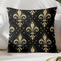 Goldene Fleur-de-Lis-Nahtlosmuster auf Schwarz