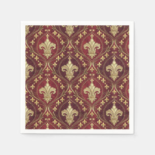 Goldene Fleur-de-lis roter Samt königliches Design Serviette