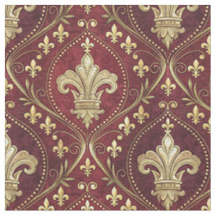 Goldene Fleur-de-lis roter Samt königliches Design Stoff