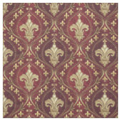 Goldene Fleur-de-lis roter Samt königliches Design Stoff (Muster)