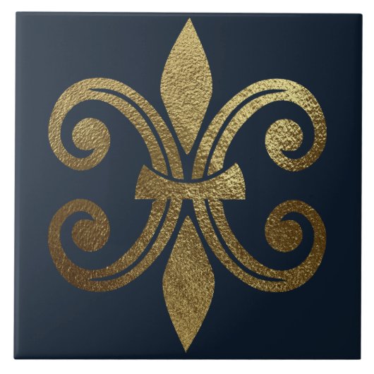 Goldene Fleur de Lis Royal Fliese (Vorderseite)