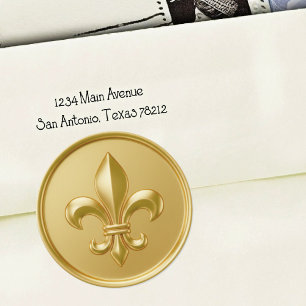 Goldene Fleur-de-Lis-Umschlag-Siegel geprägtes Aus Runder Aufkleber