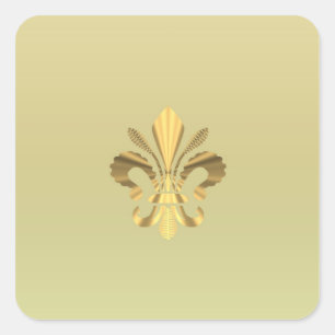 Goldene Fleur de Lys Quadratischer Aufkleber