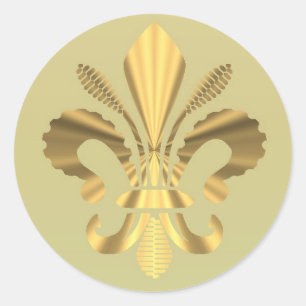 Goldene Fleur de Lys Runder Aufkleber