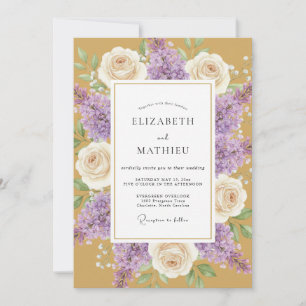 Goldene Fliederblüten-Hochzeit Einladung