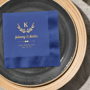 Goldene Fliege Lorbeerkranz Monogramm Schwule Hoch Servietten Mit Folie