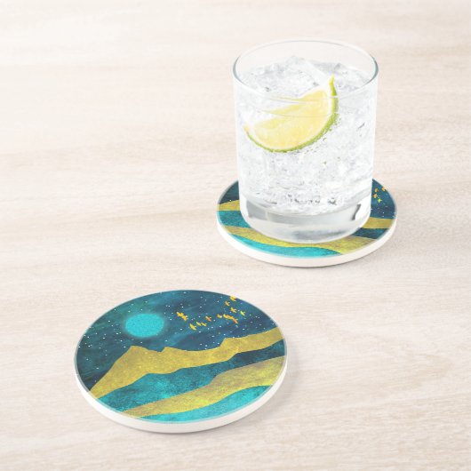 Goldene Flock Getränkeuntersetzer (Seite)