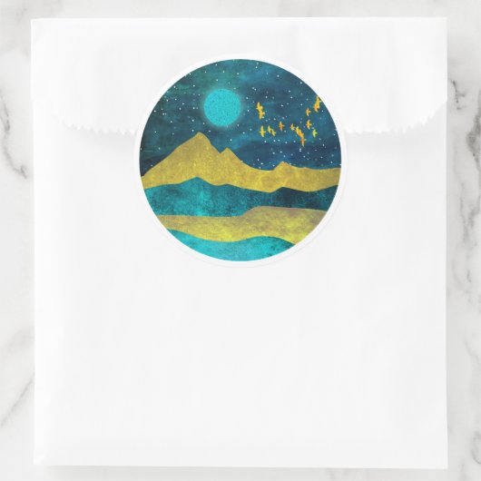 Goldene Flock Runder Aufkleber (Tasche)