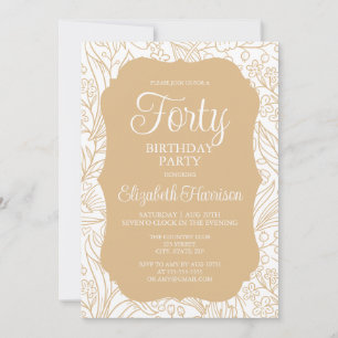Goldene Flora Frau 40. Geburtstags-Party Einladung