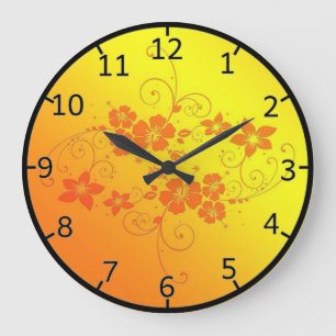 Goldene Flora Kunst Große Wanduhr