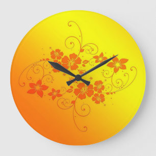 Goldene Flora Kunst Große Wanduhr