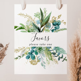 Goldene Flora mit tropischer Vegetation - Zeichen Poster