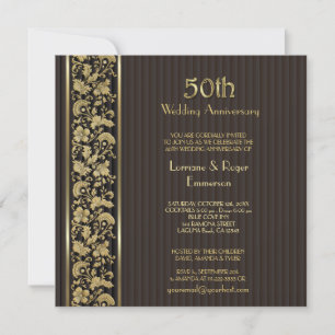 Goldene Floral-Eleganz 50. Hochzeitstag Einladung
