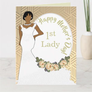 Goldene Florale Afroamerikanische 1. Lady Mutterta Karte