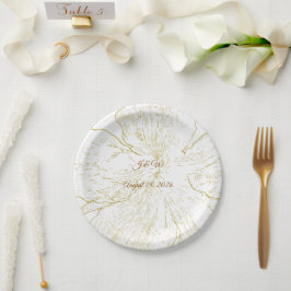 Goldene florale botanische Hochzeitstorte Papierpl Pappteller