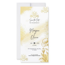Goldene Florale Eleganz Save-the-Date-Hochzeitskar