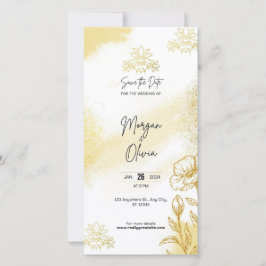 Goldene Florale Eleganz Save-the-Date-Hochzeitskar