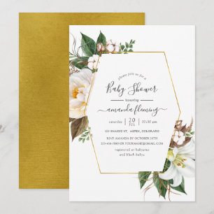 Goldene florale geometrische Babyparty Einladung