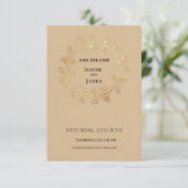 Goldene Florale Hochzeit Save The Date (Stehend Vorderseite)