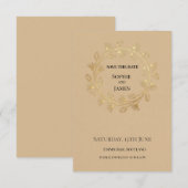 Goldene Florale Hochzeit Save The Date (Vorne/Hinten)