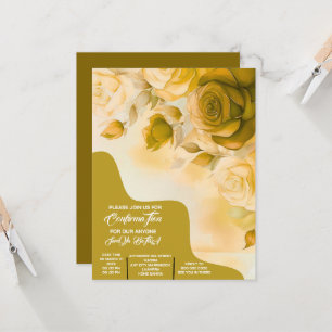 Goldene Florale Konfirmations-Einladung, Florale K Einladung