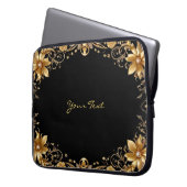 Goldene florale Laptop-Hülle Laptopschutzhülle (Vorderseite Links)