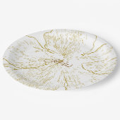 Goldene Florale Linienkunst Botanik Pappteller (Schrägansicht)