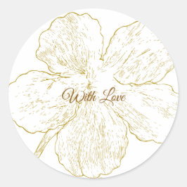 Goldene Florale Linienkunst Botanik Runder Aufkleber