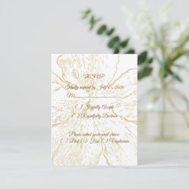 Goldene Florale Linienkunst Botanische Antwortkart RSVP Karte
