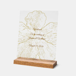 Goldene florale Linienkunst Botanische Hochzeit Acrylschild